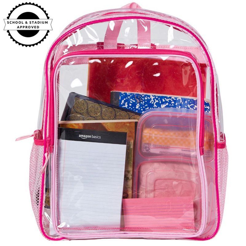 RALME Pink Clear Backpack for School, 16 inch Stadium Approved Transparent Bag, 2 of 8