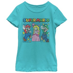 Girl's Nintendo Super Mario Brothers and Princess Peach T-Shirt - 1 of 4