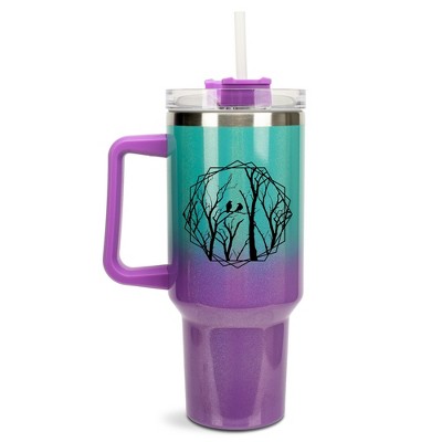 Elanze Designs Birds Resting on Tree Branches Wrap-Around 40 Oz. Stainless Steel Water Bottle Coffee Mug, Spill & Leak Resistant, Travel Tumbler with