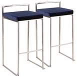 Set of 2 30" Fuji Contemporary Stackable Barstools Stainless Steel - Lumisource