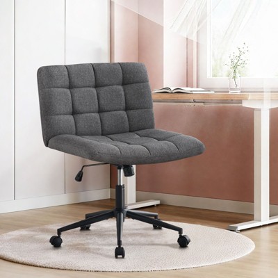 CAVINAS Office Chair with Wheels, Height Adjustable Computer Chair with Crossed Metal Base, Armless Desk Chair for Study, Home Office