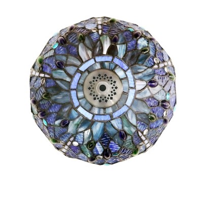 Dragonfly Design Stained Glass Bronze Tiffany-Style Table Lamp