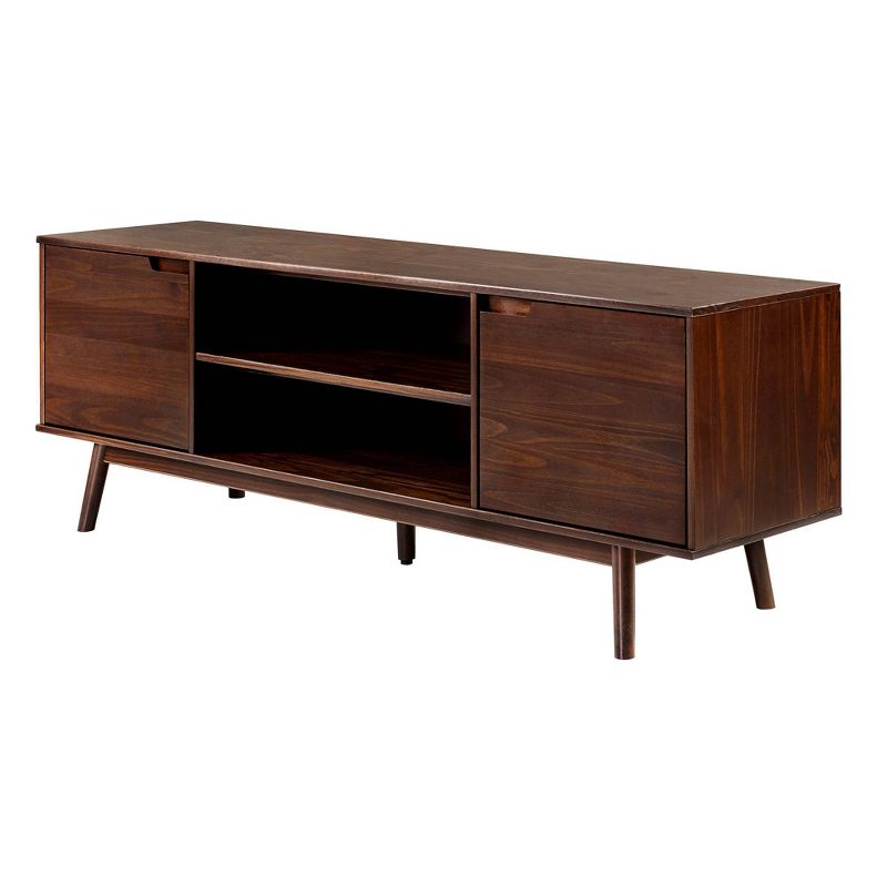 Solid Wood Mid-Century Modern TV Stand for TVs up to 80" - Saracina Home, 1 of 16