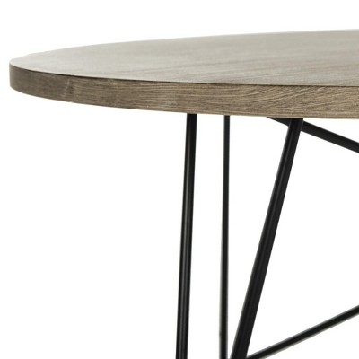 Light Oak and Black Round Wood Coffee Table