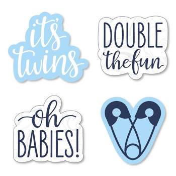 Big Dot of Happiness It's Twin Boys  - DIY Shaped Blue Twins Baby Shower Cut-Outs - 24 Count