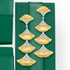 Ross-Simons 0.27 ct. t.w. Diamond Multi-Ginkgo Leaf Drop Earrings in 18kt Gold Over Sterling - 4 of 4