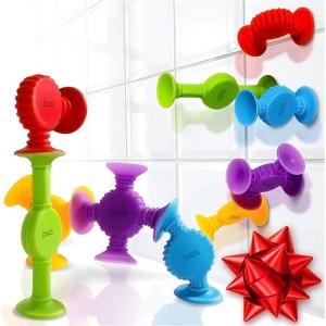 10-Pack Suction Bath Building Toys, Textured Sensory Set for Fine Motor Skill Development - 1 of 4