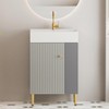 FAMYYT 21.6 in. Single Sink Freestanding Gray Bath Vanity with White Ceramic Top, Strong Load-bearing Base, Right Side - 2 of 4