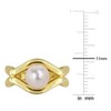 EVERLY JEWELRY |Yellow Plated Sterling Silver 1/5 CT TGW Created White Sapphire And 7 - 7.5 MM White Freshwater Cultured Pearl Fashion Ring - 4 of 4