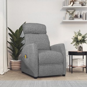 vidaXL Massage Recliner Light Gray Fabric - 1 of 4