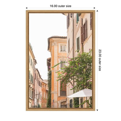 Streets of Rome Vertical Canvas Wall Art Print in Maple Frame