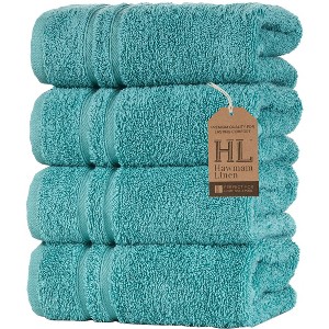 Hawmam Linen Hand Towels for Bathroom, Set of 4, 16x29 Inch, Premium Turkish Cotton, Highly Absorbent Hotel Collection, Blissful Luxury Spa Feel - 1 of 4