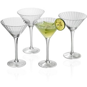 Slickblue Clear Martini Glasses with Ribbed Optic Design - 7.5 oz, Set of 4 - 1 of 4