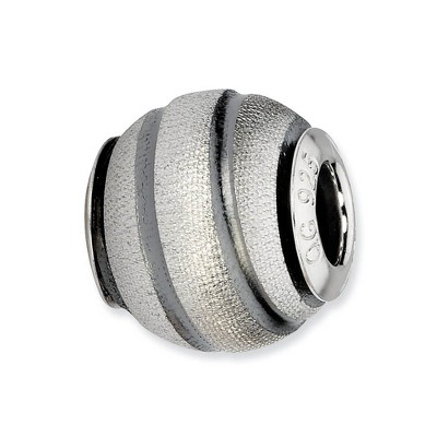 Black Bow Jewelry Sterling Silver Grey Grooved Laser Cut Bead Charm