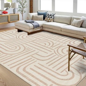 Modern Area Rug for Living Room, Vintage Low Pile Floor Rug with Non Slip Backing, Washable Stain Resistant Carpet for Dorm Office - 1 of 4