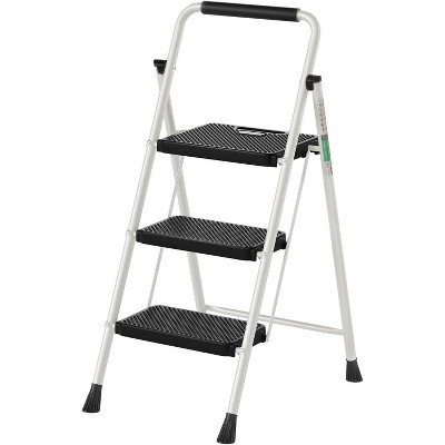 Folding step ladder,steel ladder with wide anti slip pedals,lightweight,with handles,versatile for home and office use