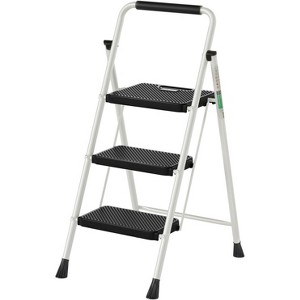 Folding step ladder,steel ladder with wide anti slip pedals,lightweight,with handles,versatile for home and office use - 1 of 4