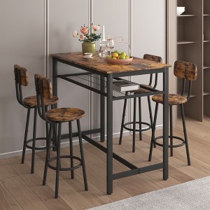 5-Piece Bar Height Dining Set with 4 Chairs and Storage Space - 1 of 4