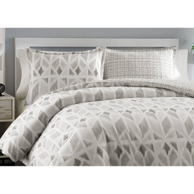 Grayson Twin Gray Cotton Ikat Duvet Cover Set