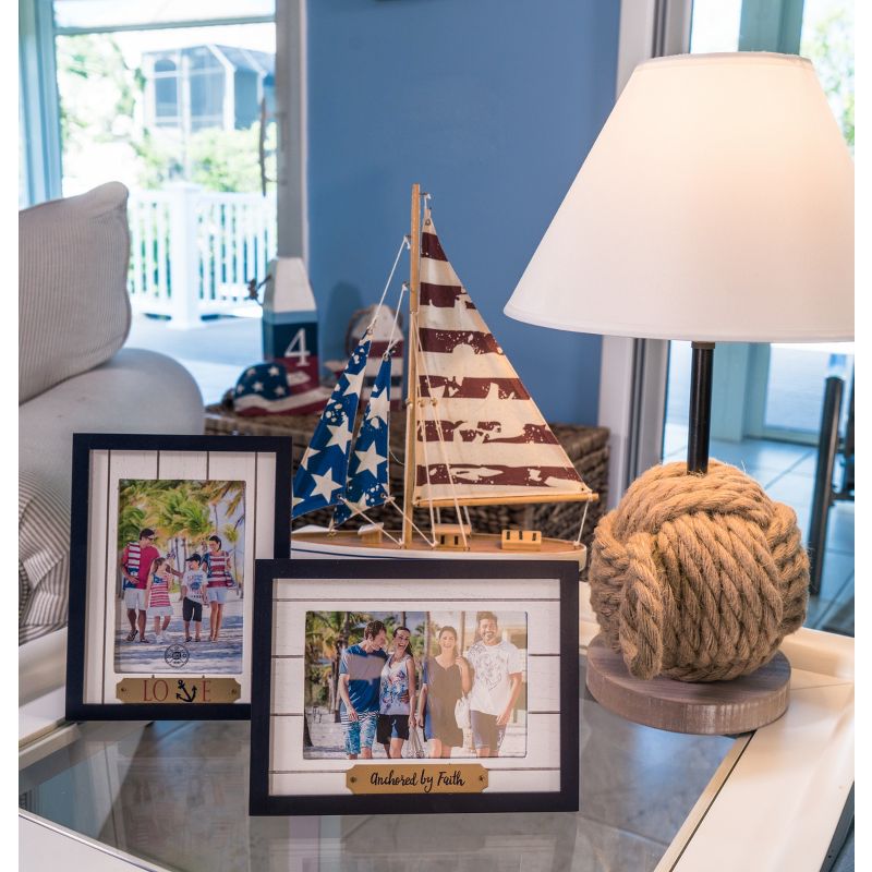 Beachcombers Anchored By Faith 4x6 Wood Frame Photo Frame Picture Holder for Wall Shelf or Tabletop Decor Decoration, 2 of 4