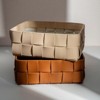 Aoibox Ivory Faux Leather Woven Storage Basket Decorative Catchall for Jewelry Accessories Cosmetics Tabletop Organizer Box - 4 of 4