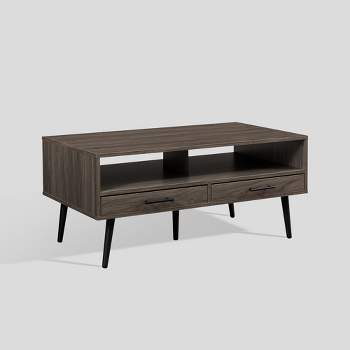 Modern 2 Drawer Storage Coffee Table Slate Gray - Saracina Home
