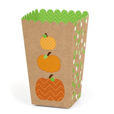 Big Dot of Happiness Pumpkin Patch - Fall, Halloween or Thanksgiving Party Favor Popcorn Treat Boxes - Set of 12