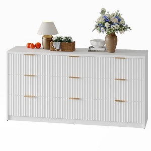 Fluted Dresser for Bedroom, 9 Drawer Dresser, Modern Chest of Drawers, Wooden Dressers Closet Storage Organizer for Living Room Entryway - 1 of 4