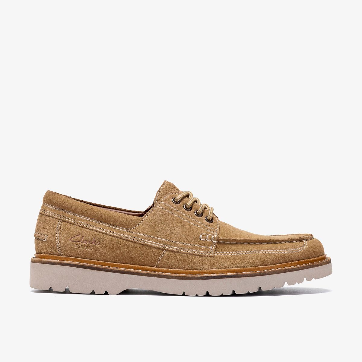 Clarks Mens Weltridge Moc Sand Suede Shoes