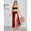 HAPPY BAY Women's Holiday Long Semi Sheer Sarong Swimsuit Cover Up Summer Vacation Skirts Beach Wrap Skirt Bikini Cover-Ups Large Red, Solid - 2 of 4