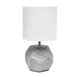 Round Prism Mini Table Lamp with Fabric Shade Gray/White - Simple Designs