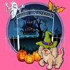 Women's Design By Humans Puppy Dog Witch Hat Halloween Ghost By Fractals Racerback Tank Top - 2 of 3