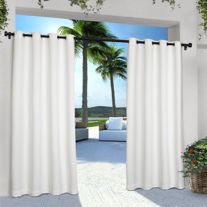 Set of 2 Indoor/Outdoor Solid Cabana Grommet Top Curtain Panels - Exclusive Home, 1 of 8
