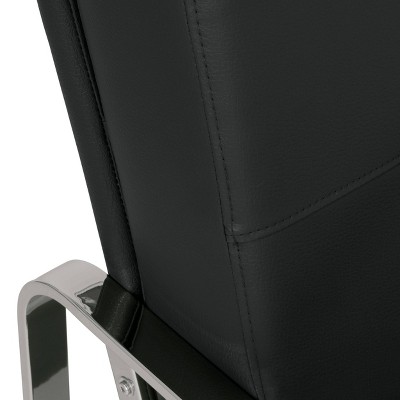 Sleek Black Leather Accent Chair with Chrome Metal Legs
