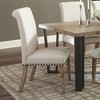Simple Relax Set of 2 Upholstered Dining Chairs with Nailhead Trim in Beige and Pine - 2 of 4