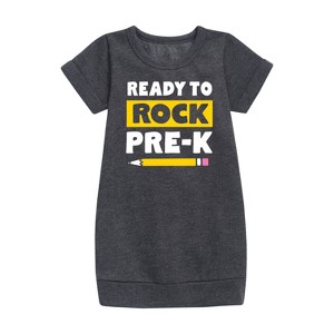 - Instant Message - Ready To Rock Pre-K Graphic Short Sleeve Fleece Dress - 1 of 4