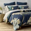 Heavyweight Linen Blend Duvet Cover and Sham Set Navy Floral Print- Casaluna™ - 2 of 4