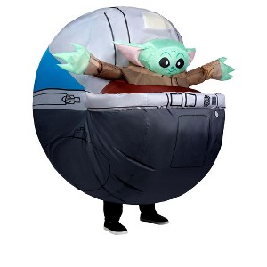 HalloweenCostumes.com One Size Fits Most   Adult The Mandalorian Inflatable Grogu Costume | TV Show Costumes, Green/Gray/Brown - 1 of 1