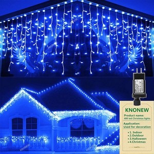 Christmas Lights Outdoor Decorations 400 LED 33ft 8 Modes with 75 Drops, Clear Wire LED String Light Indoor Decor - 1 of 4