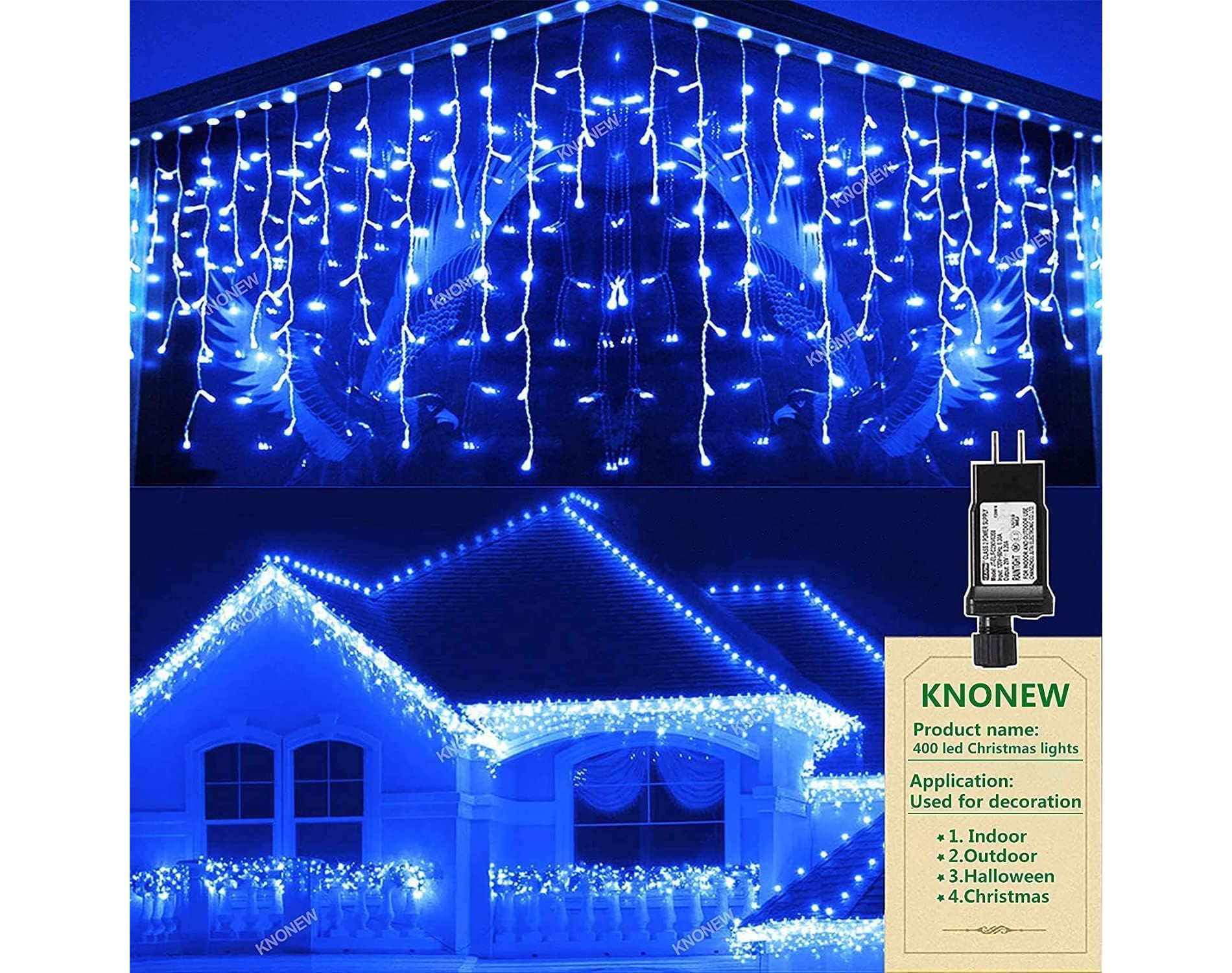 Christmas Lights Outdoor Decorations 400 LED 33ft 8 Modes with 75 Drops, Clear Wire LED String Light Indoor Decor