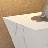 POVISON Minimalist Sintered Stone Side Table, Modern Trapezoid Sintered Stone End Table, 17.71", White - 3 of 4