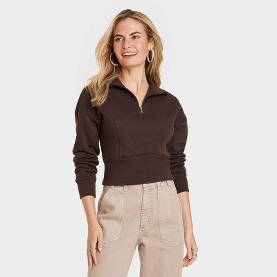 Half zip shop pullover cropped