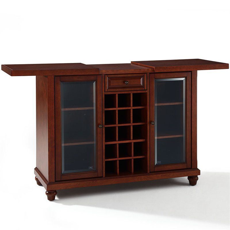 Wood Sliding Top Home Bar Cabinet in Vintage Mahogany Brown-Pemberly Row, 4 of 11