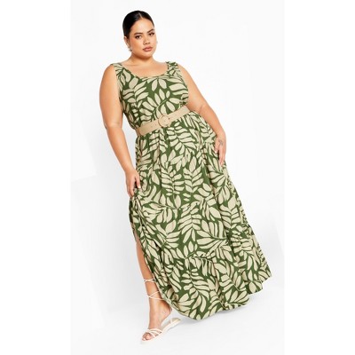 Women's Plus Size Sasha Print Maxi Dress - Green | City Chic : Target