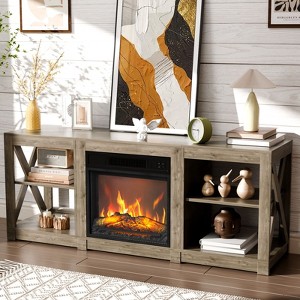 Karl Home TV Stands & Entertainment Centers  For Tvs Up To 70'' Farmhouse with 18'' Fireplace - 1 of 4