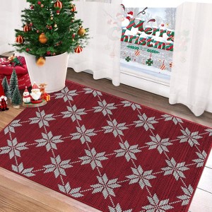Christmas 2'x3' Entryway Rug Machine Washable Rugs Indoor Door Mat Front Door Rug Snowflake - 1 of 4