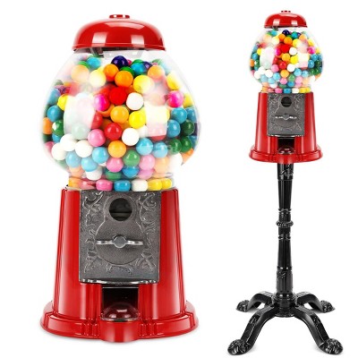 INFURNIC Arcade Games Coin Operated Gumball Machine with Adjustable Dispensing and Anti Spill Cover, Red, 17.91"*17.91"*38.19"