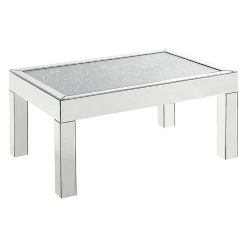 Coffee Table With Faux Acrylic Diamond, Sophia Modern Stainless Steel And Glass Coffee Table