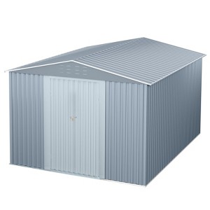 Outdoor 10x10 ft Metal Storage Shed, Lockable Steel Garden Shed with Sloped Roof & Ventilation, Waterproof & Rust-Resistant for Tools & Equipment - 1 of 4