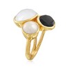 Ross-Simons 8mm Cultured Pearl, Black Onyx and Moonstone Ring in 18kt Gold Over Sterling - 3 of 4